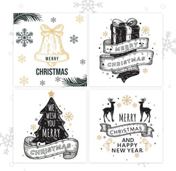 Giftmas Kerstkaarten - Wenskaarten - 52 Stuks - Met Enveloppen en Stickers - Nieuwjaarskaarten - 10x10cm