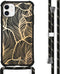 iMoshion iPhone 11 - Hoesje met Koord - Verstelbaar Koord Goud/Zwart Golden Leaves