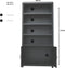 HSM Collection Wandkast 4 Vakken 105cm Zwart Mangohout/Mdf