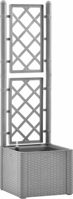 vidaXL - Plantenbak - verhoogd - met - latwerk - en - zelfbewateringssysteem - grijs