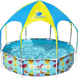 Bestway Steel Pro - Kinderzwembad - UV Zonnescherm & Watersproeier - 244x51 cm