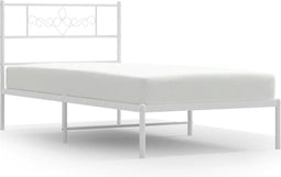 vidaXL - Bedframe - met - hoofdbord - metaal - wit - 90x190 - cm