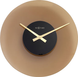 Stille wandklok - 40cm - Mat bruin - Glas - NeXtime Float