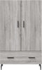 vidaXL - Hoge - kast - 69,5x31x115 - cm - bewerkt - hout - grijs - sonoma - eikenkleurig