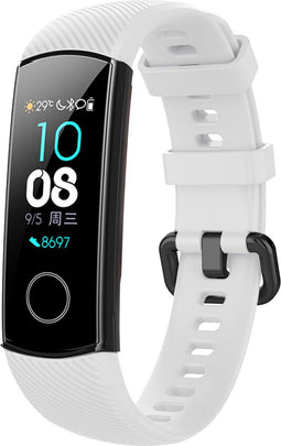 iMoshion Bandje Geschikt voor Honor Band 4 - iMoshion Siliconen band zwarte gesp met design met installatiehulp - Wit