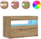vidaXL - Nachtkastje - met - LED - 60x35x40 - cm - bewerkt - hout - artisanaal - eiken