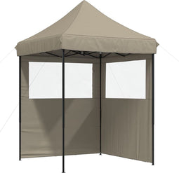 vidaXL - Partytent - inklapbaar - pop-up - met - 2 - zijwanden - taupe