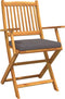 vidaXL - Vouw - Tuinstoelen - met - Grijze - Kussen - 2st - Vast - Acacia - Hout