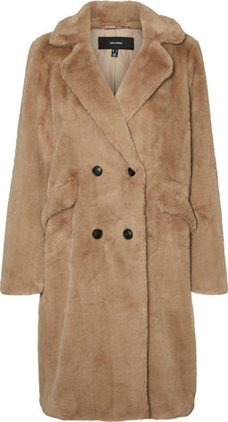 VERO MODA VMSUIELLY - Dames Jas - Faux Fur met kraag en zakken - Kleur Boos