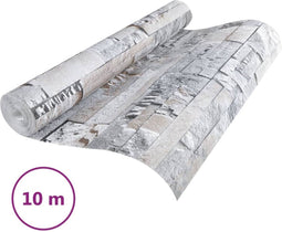 vidaXL - Vliesbehang - 3D - steen-look - 10x0,53 - m - lichtgrijs - en - bruin