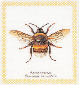 Thea Gouverneur - Borduurpakket met telpatroon - 3018A - Voorgesorteerde DMC Garens - Hommel - Aida - 20 cm x 21 cm - DIY Kit