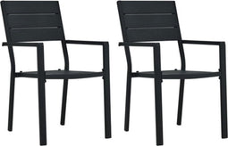 vidaXL - Tuinstoelen - 2 - st - hout-look - HDPE - zwart