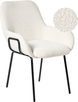 ALGONA - Eetkamerstoel - Gebroken wit - Bouclé