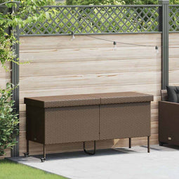 vidaXL - Tuinbox - met - wielen - 160x55x75 - cm - poly - rattan - bruin