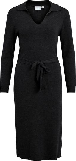 VILA VIMARLA - Gebreide jurk - Lange mouwen - V-Hals - Riem in de taille - Maat L