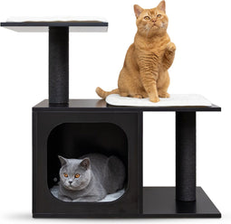 Cellavi Krabpaal - Geschikt voor Grote en Zware Katten - Sisal Touw - Hout - 72.5x70x40 cm - Zwart