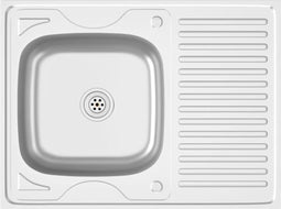vidaXL - Gootsteen - met - afvoerset - 800x600x155 - mm - roestvrij - staal - zilver