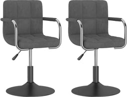 vidaXL - Eetkamerstoelen - draaibaar - 2 - st - fluweel - donkergrijs