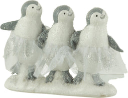 J-Line decoratie Pinguin 3delig - polyresin - wit/grijs