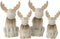 J-Line kerstfiguren Hertjes - ski zittend - polyresin - wit/beige - large - 2 stuks