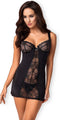 Obsessive Heartina Chemise met String - Erotische jurk - Maat L/XL - Zwart