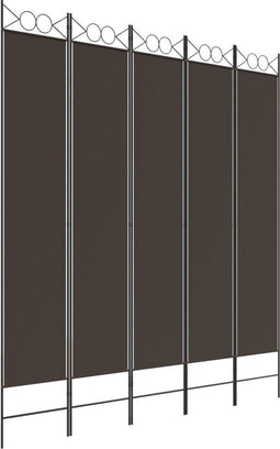 vidaXL - Kamerscherm - met - 5 - panelen - 200x220 - cm - stof - bruin