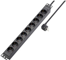 Sygonix SY-5799004 Stekkerdoos 19 inch 9-voudig Zwart Randaarde stekker 1 stuk(s)