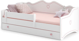 Kinderbed - 160x80cm - met matras & lade - roze wit