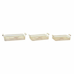 Set van trays DKD Home Decor Roze Metaal Aluminium 8 cm 40 x 21 x 8 cm (3 Stuks)