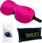 SMUG 3D Slaapmasker met Zwarte Oordopjes en Opbergzakje - 100% Verduisterend - Ergonomisch Oogmasker - Fel Roze