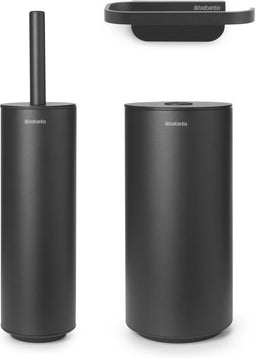 Brabantia MindSet - Toiletaccessoires set van 3 - Hygiënische toiletborstel en rolhouders - Mineral Infinite Grey