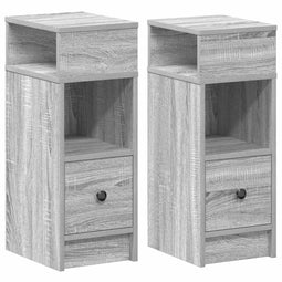 vidaXL - Nachtkastjes - 2 - st - met - lade - 25x31x66 - cm - grijs - sonoma - eiken
