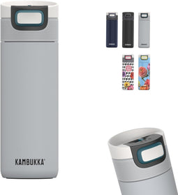 Kambukka Etna Thermosbeker 500 ml - Koffiebeker To Go - makkelijk reinigen - lekvrije Koffiebeker - Theebeker - Travel Mug - Grijs