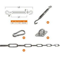 Shadow comfort - Schaduwdoek bevestigingsset driehoek RVS A4 M8 spanner