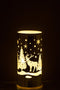 J-Line Decoratie Cilinder Led Glas Winter Zilver Medium