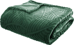 Atmosphera Plaid - Groen - Fleece-plaid met palmblad patroon - Deken - 240x220cm