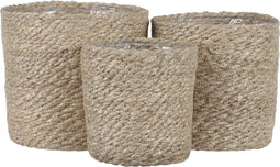 Mica Decorations Atlantic Plantenmand - Set van 3 - Jute - Crème (set van 3)