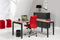 Hoogte verstelbaar hoekbureau Kubus breed 160CM diep 160CM bladkleur Kersen framekleur Aluminium (RAL9006) wingzijde Rechts