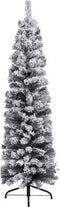 vidaXL - Kunstkerstboom - met - sneeuw - smal - 120 - cm - PVC - groen