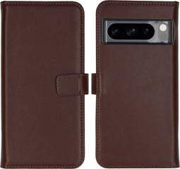 Selencia Hoesje Geschikt voor Google Pixel 8 Pro Hoesje Met Pasjeshouder - Selencia Echt Lederen Bookcase - Bruin
