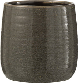 J-Line bloempot Effen - keramiek - grijs - medium - Ø 14.5 cm