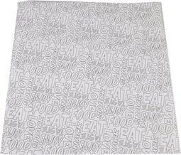 Vel - hamburgervel - papier + kleicoating - 33x34cm - Words - 1000 stuks