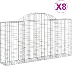 vidaXL - Schanskorven - 8 - st - gewelfd - 200x30x100/120 - cm - ijzer