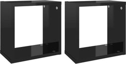 vidaXL - Wandschappen - kubus - 2 - st - 26x15x26 - cm - hoogglans - zwart