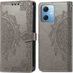 iMoshion Hoesje Geschikt voor Xiaomi Redmi Note 12 Hoesje Met Pasjeshouder - iMoshion Mandala Bookcase - Grijs