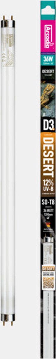 Arcadia D3+ Reptile T8 Lamp 12% Uvb 120Cm 36 Watt