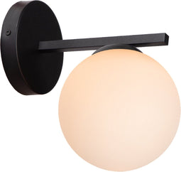 Atmooz - Wandlamp Quido - Wit Opaal Glas - Zwart Metaal - G9 - Muurlamp - 3.5 Watt - 25x15x20 cm