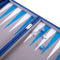 Engelhart Backgammon - 18 inch - Grijs Blauw Wit Ingelegd Bord - Sky Blue Koffer met Handvat