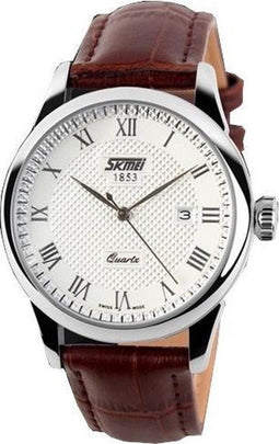 SKMEI Herenhorloge - Polshorloge - Lederen band - 41 mm - Bruin