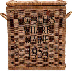 Riviera Maison Rattan Opbergkist met Deksel, Opbergmand - RR Cobbl Wharf Trunk S 60x30x70 - Rattan, Mahoniehout - Bruin